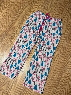 Women’s Pink & Blue Reindeer Pajama Pants